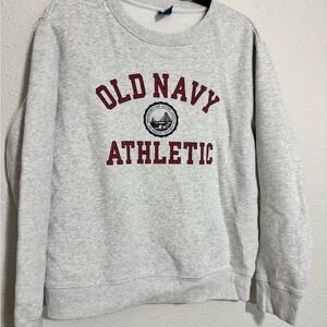 Old Navy Light Gray Sweatshirt with‎ Red Print